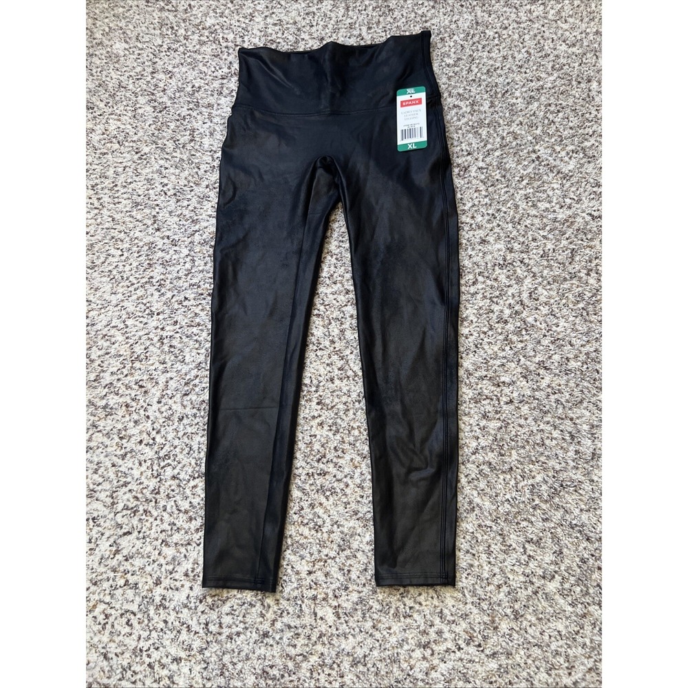 NEW Women's Spanx Faux Leather Black Stretch Leggings XL